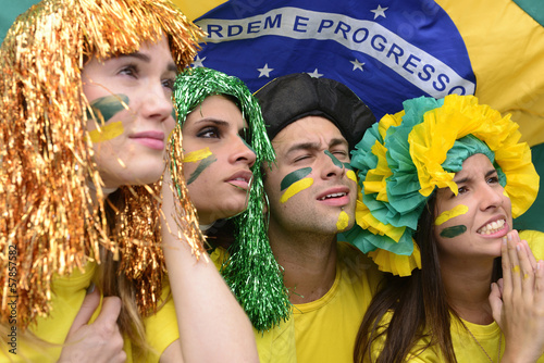 Photo: Brazilian soccer fans concerned. Brazilian soccer fans concerned.