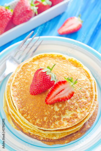 Photo: pancakes with strawberry pancakes with strawberry