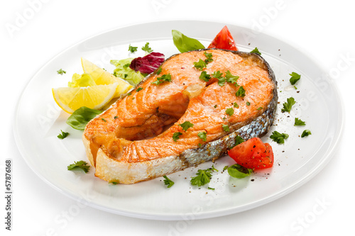 Photo: Grilled salmon and vegetables Grilled salmon and vegetables