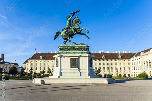Photo: horse and rider statue of archduke Karl in vienna at the Heldenp horse and rider statue of archduke Karl in vienna at the Heldenp