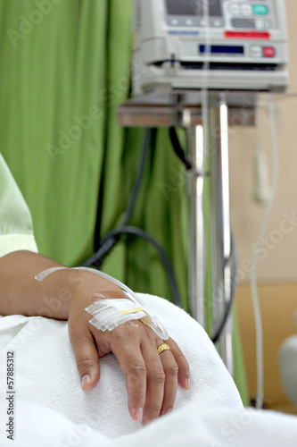 Photo: Hand with the salt water in Hospital. Hand with the salt water in Hospital.