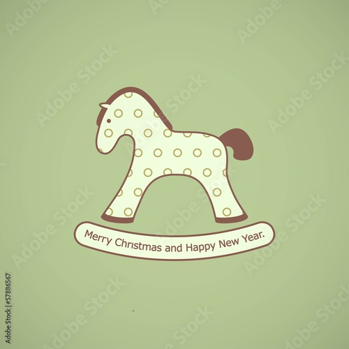 Vector: Christmas card with rocking toy horse. Christmas card with rocking toy horse.