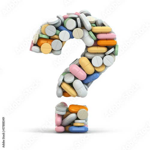 Illustration: Pills as question. Medical concept. Pills as question. Medical concept.