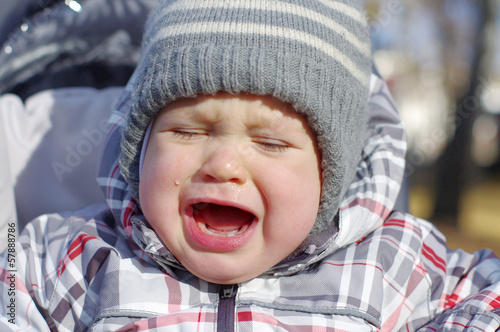 Photo: crying baby age of 1 year outdoors crying baby age of 1 year outdoors