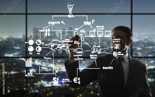 Photo: businessman drawing interface businessman drawing interface