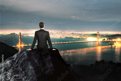 Photo: businessman and city businessman and city