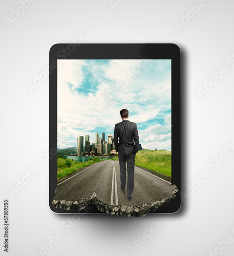 Photo: man walking on road man walking on road