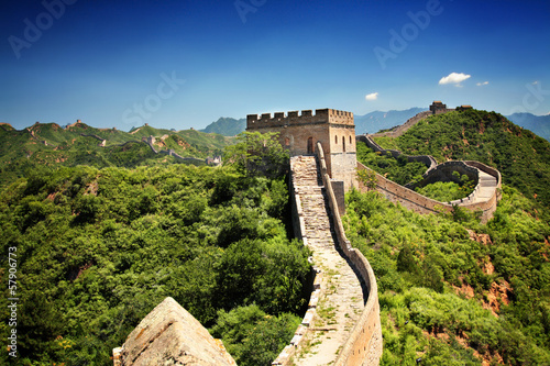 Fototapeta The Great Wall of China near Jinshanling on a sunny summer day