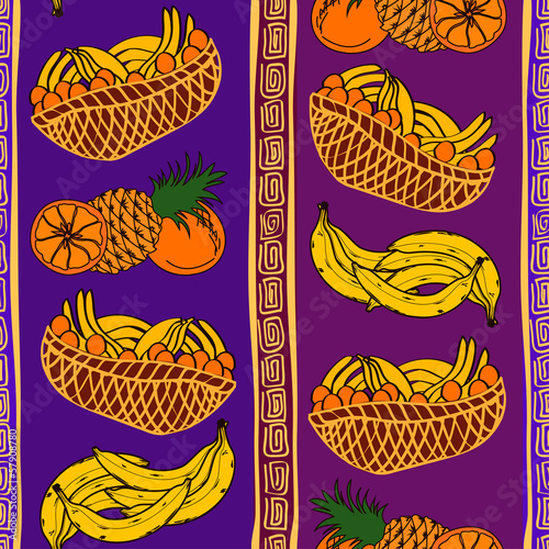 Vector: Ethnic seamless pattern of fruits Ethnic seamless pattern of fruits