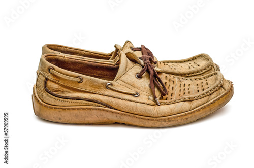 Photo: Pair of old moccasin side view Pair of old moccasin side view