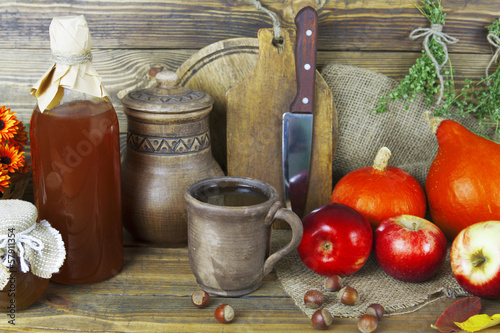 Photo: Apple juice and pumpkin Apple juice and pumpkin
