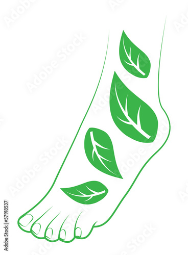 Vector: Human foot with leafs. Element for design. Human foot with leafs. Element for design.