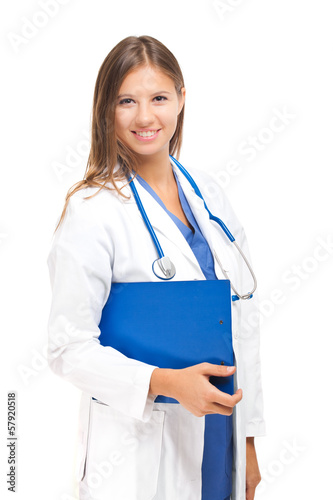 Photo: Smiling nurse isolated on white Smiling nurse isolated on white