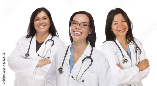 Photo: Three Hispanic and Mixed Race Female Doctors or Nurses Three Hispanic and Mixed Race Female Doctors or Nurses