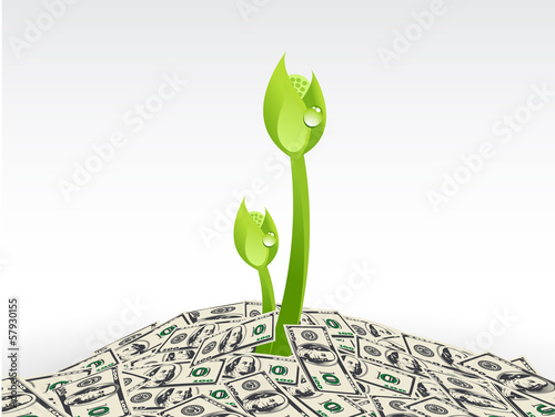 Vector: Plant in pile of money Plant in pile of money