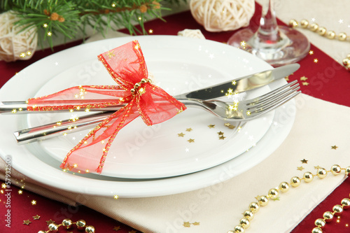 Photo: Beautiful Christmas setting, close up Beautiful Christmas setting, close up
