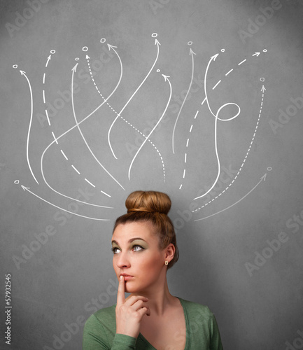 Photo: Young woman with arrows coming out of her head Young woman with arrows coming out of her head