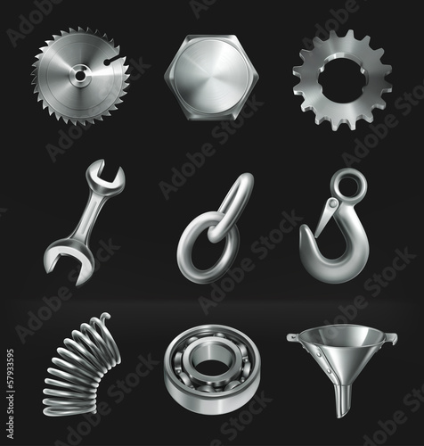 Vector: Industry, set of icons on black Industry, set of icons on black