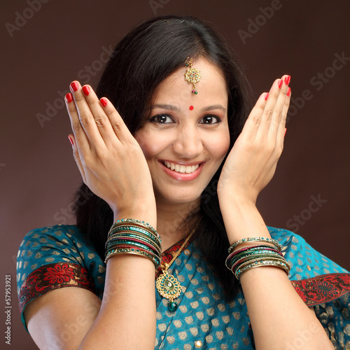 Photo: Happy young Indian traditional woman Happy young Indian traditional woman