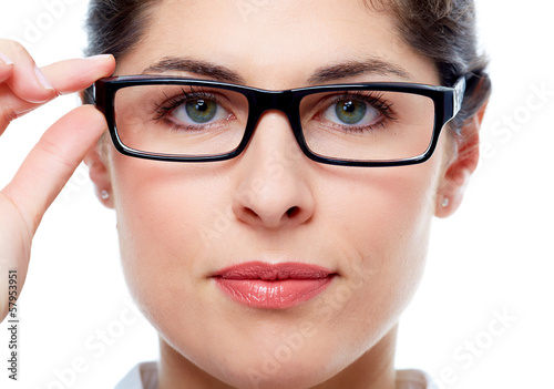 Photo: Woman with eyeglasses. Woman with eyeglasses.