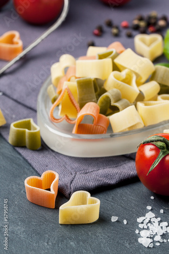 Photo: Dry pasta as hearts Dry pasta as hearts