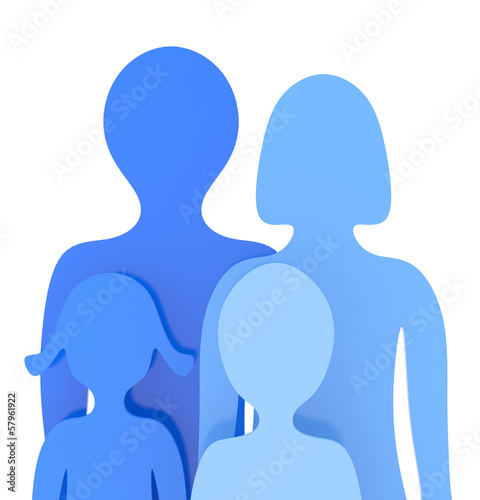 Illustration: Die kleine blaue Familie Die kleine blaue Familie