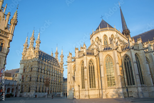 Photo: Leuven - Gothic town hall and st. Peters cathedral Leuven - Gothic town hall and st. Peters cathedral