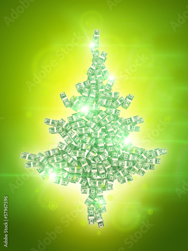 Illustration: money fir on shining green background money fir on shining green background