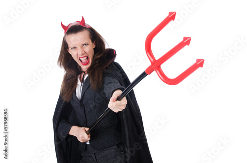 Photo: Female wearing devil costume and trident Female wearing devil costume and trident
