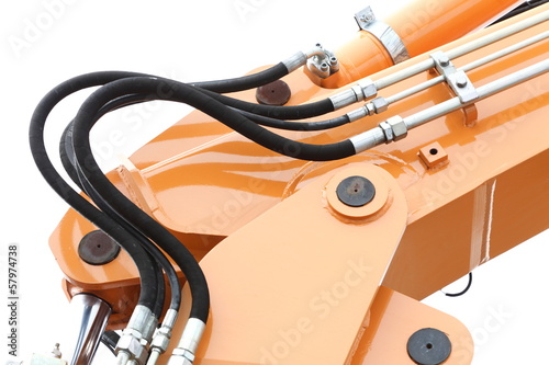 Photo: Detail of hydraulic bulldozer white background Detail of hydraulic bulldozer white background