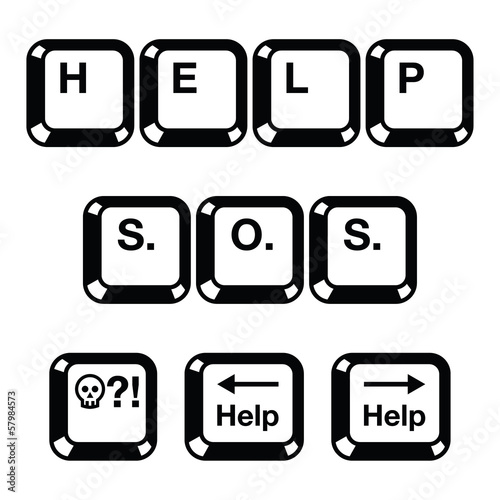 Vector: Keyboard keys buttons icons - help, s.o.s Keyboard keys buttons icons - help, s.o.s