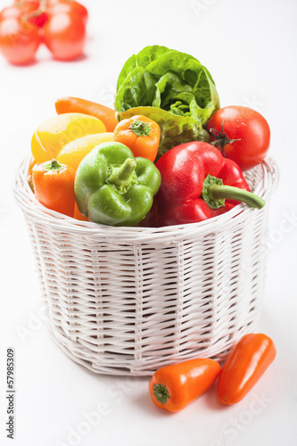 Photo: colorful vegetables in basket colorful vegetables in basket