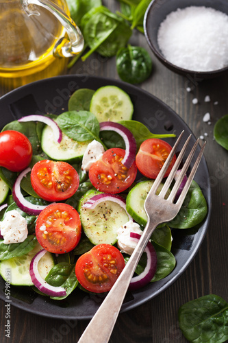 Photo: salad with tomatoes cucumber and goat cheese salad with tomatoes cucumber and goat cheese
