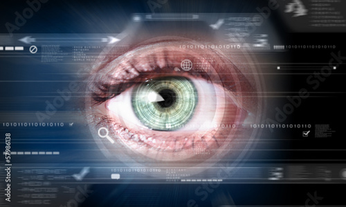 Photo: Digital image of woman's eye. Security concept Digital image of woman's eye. Security concept