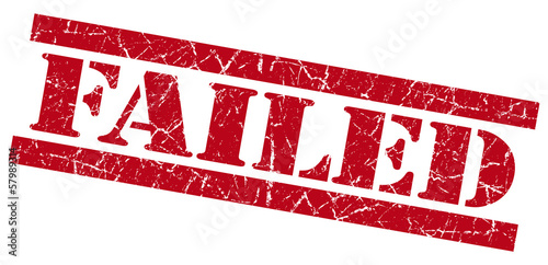 Illustration: Failed red grunge scratched striped stamp Failed red grunge scratched striped stamp