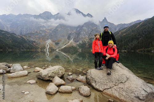 Photo: Hiking - family on mountain trek Hiking - family on mountain trek