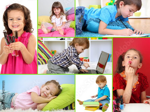 Photo: Collage of cute little children Collage of cute little children
