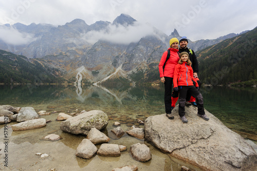 Photo: Hiking - family on mountain trek Hiking - family on mountain trek