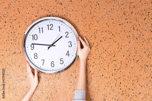 Photo: Clock on wall background Clock on wall background