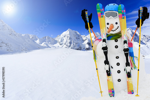 Photo: Ski, snowman and winter fun Ski, snowman and winter fun