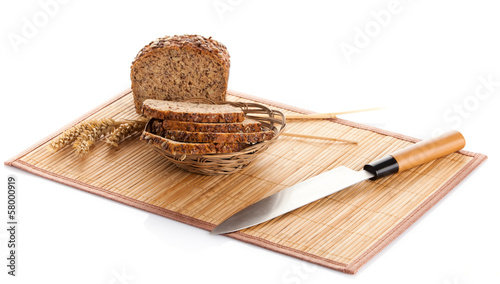Photo: whole grain bread isolated on white background. whole grain bread isolated on white background.