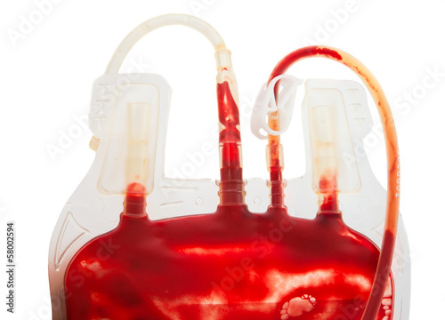 Photo: bag of blood and plasma isolated bag of blood and plasma isolated