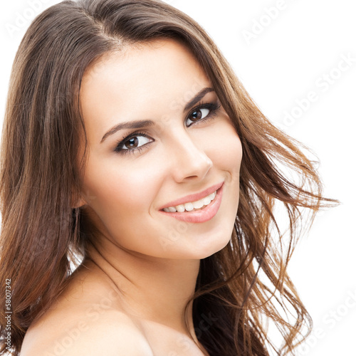 Photo: Portrait of beautiful woman, on white Portrait of beautiful woman, on white
