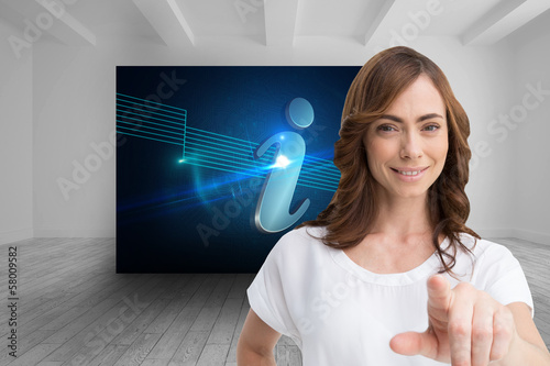 Photo: Composite image of attractive brunette pointing Composite image of attractive brunette pointing
