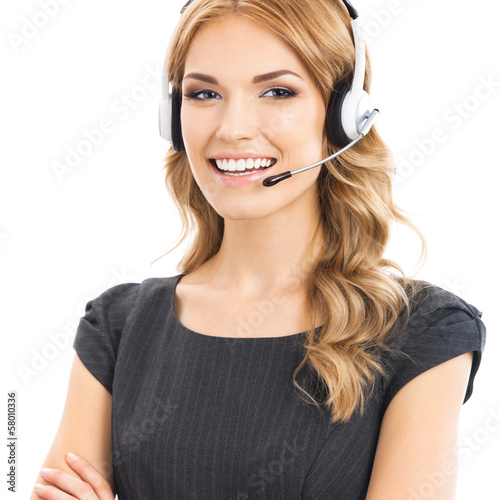 Photo: Support phone operator in headset, isolated Support phone operator in headset, isolated