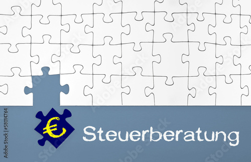 Illustration: Puzzle in Blau mit Steuern Puzzle in Blau mit Steuern