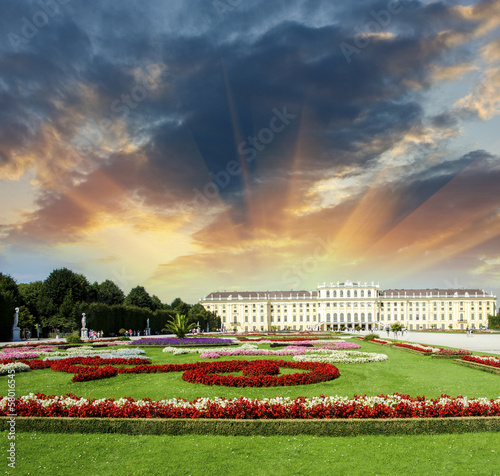 Photo: Wonderful gardens of Schonbrunn Castle in Vienna. Summer colors Wonderful gardens of Schonbrunn Castle in Vienna. Summer colors