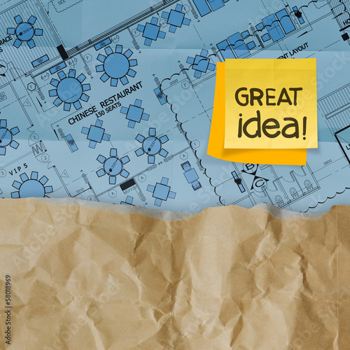 Photo: great job word with sticky note on construction site and layout great job word with sticky note on construction site and layout
