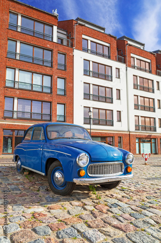Photo: Old vintage car on the street of Gdansk, Poland Old vintage car on the street of Gdansk, Poland
