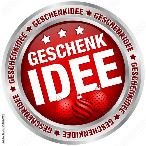 Vector: Button "Geschenkidee" Kugeln rot/silber Button "Geschenkidee" Kugeln rot/silber